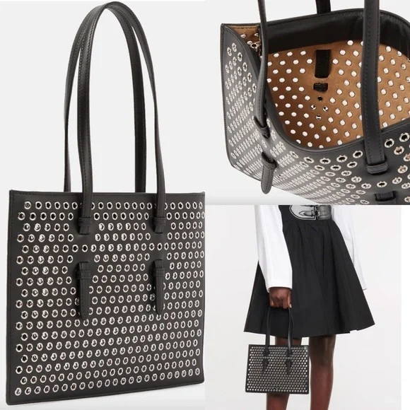 ALAÏA Mina Small perforated leather tote bag - Picture 3 of 14